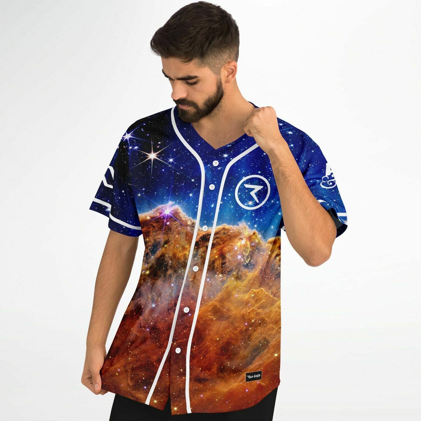 Deep Blue Photographic Cosmic Rave Baseball Jersey