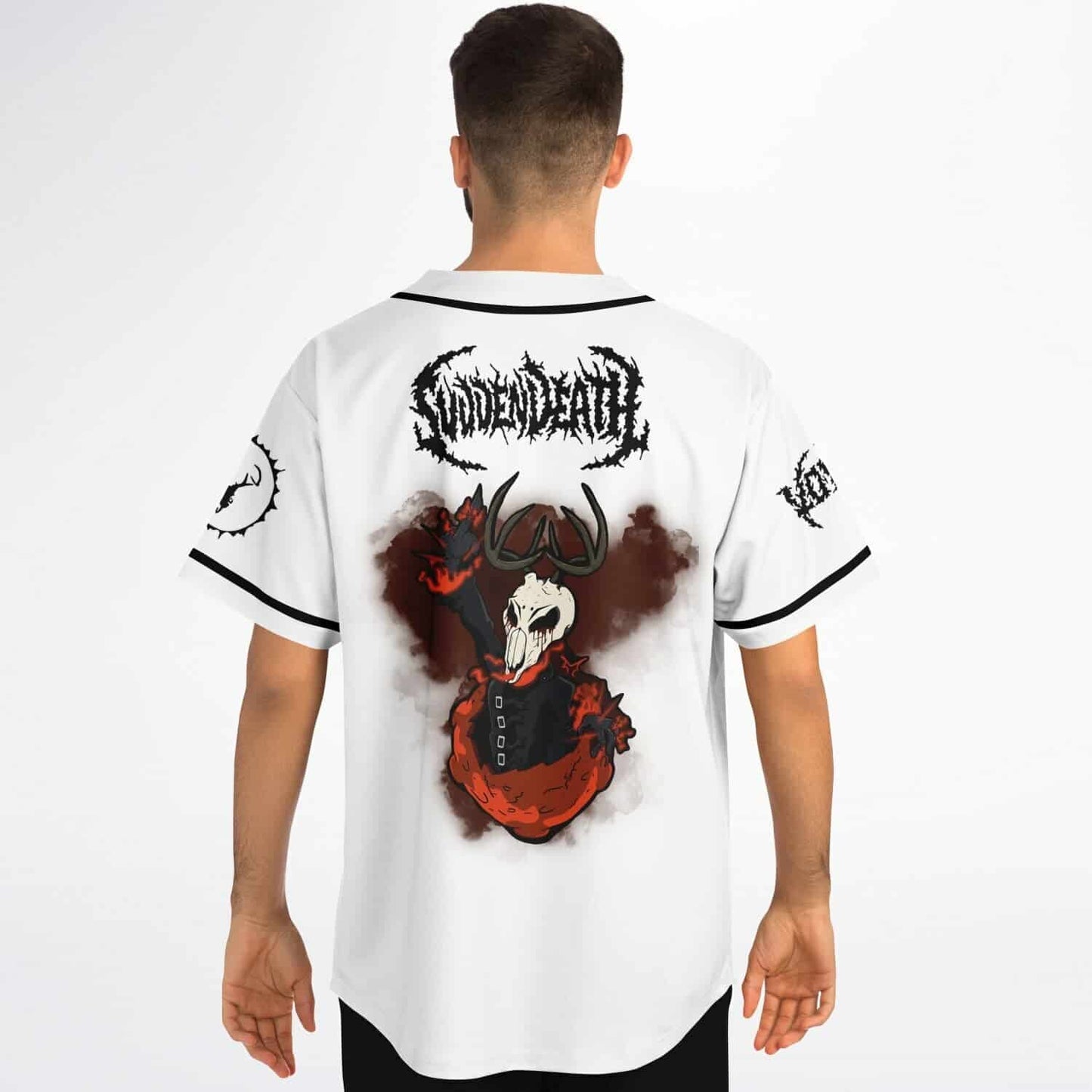 SVDDEN DEATH White Repeating Deer Rave Baseball Jersey