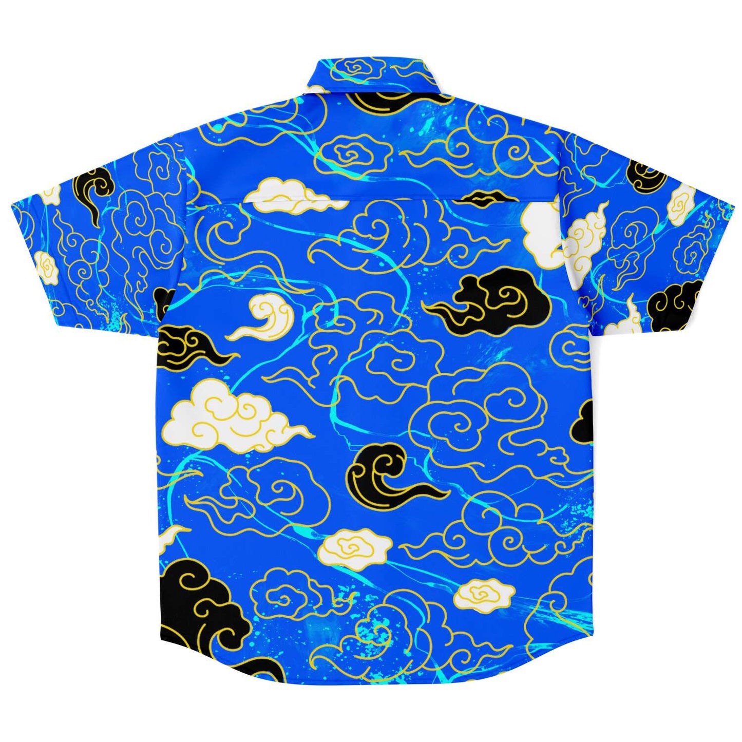 Chinese clouds short sleeve button down shirt