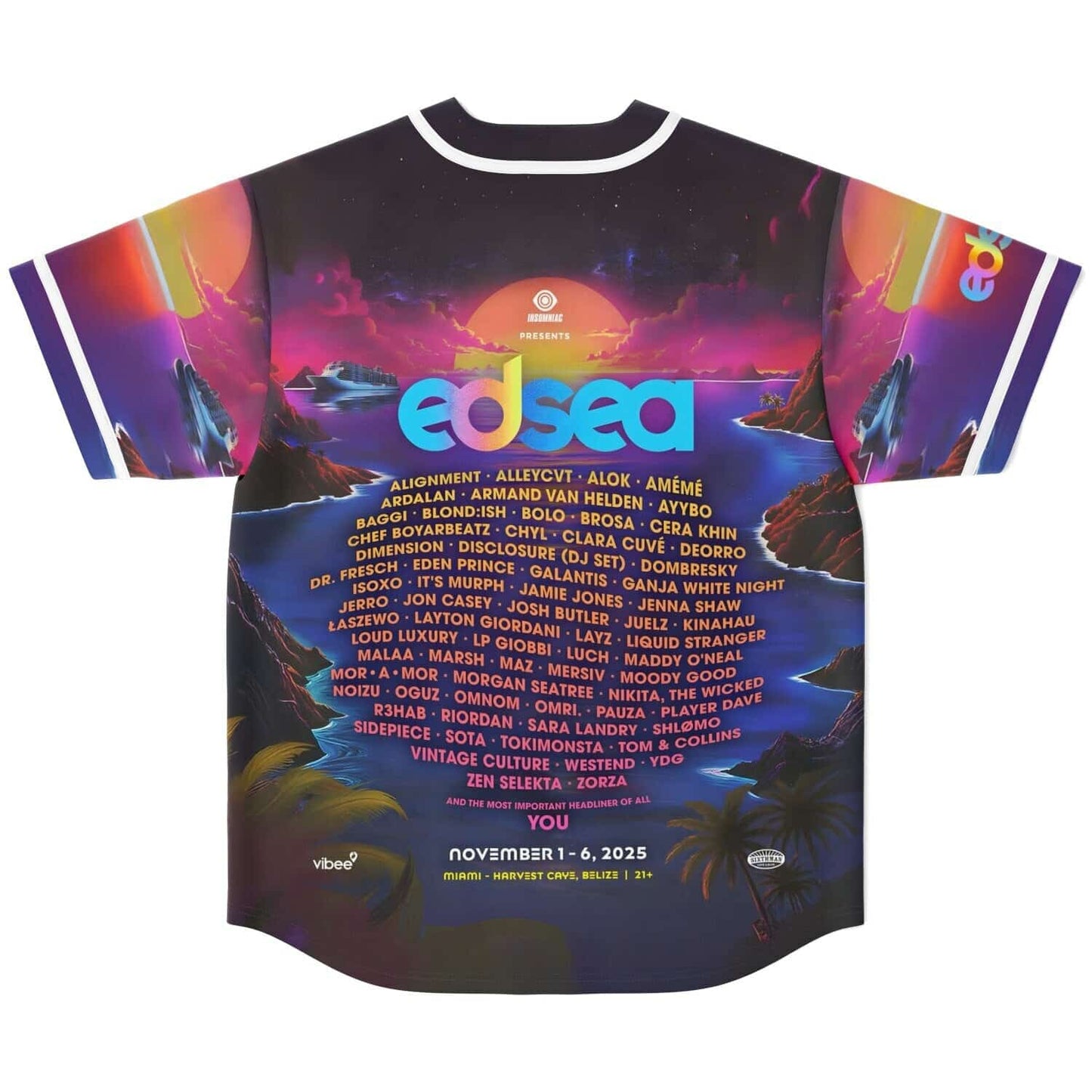 EDSea Purple Tropical Island Rave Baseball Jersey