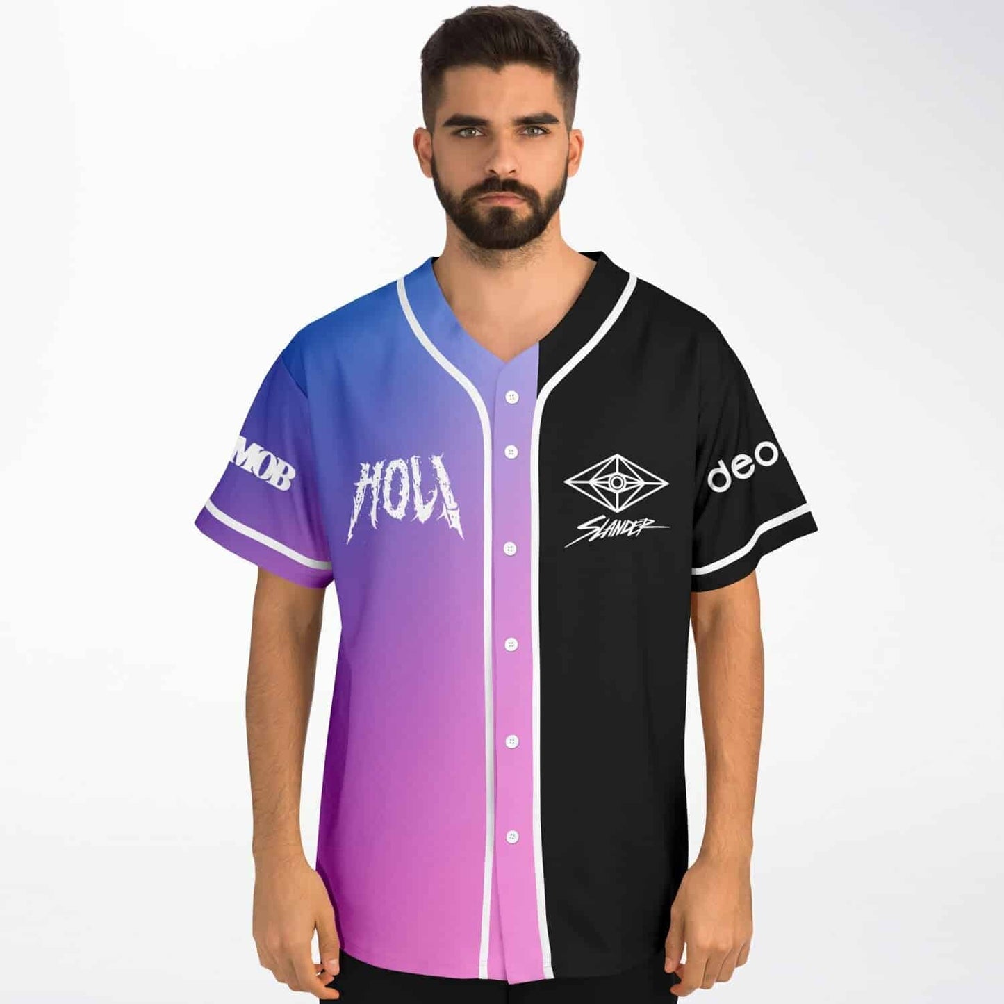 SLANDER Split Blue Gradient Block Rave Baseball Jersey