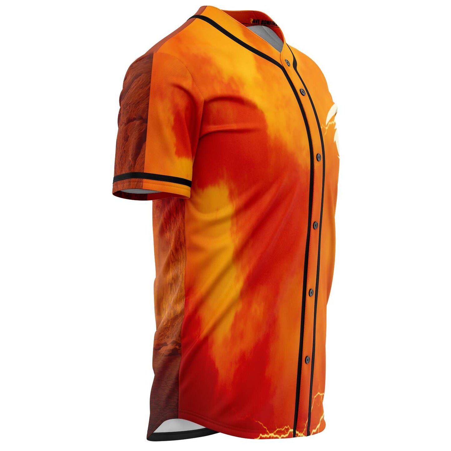 Fiery Orange Flames Rave Baseball Jersey