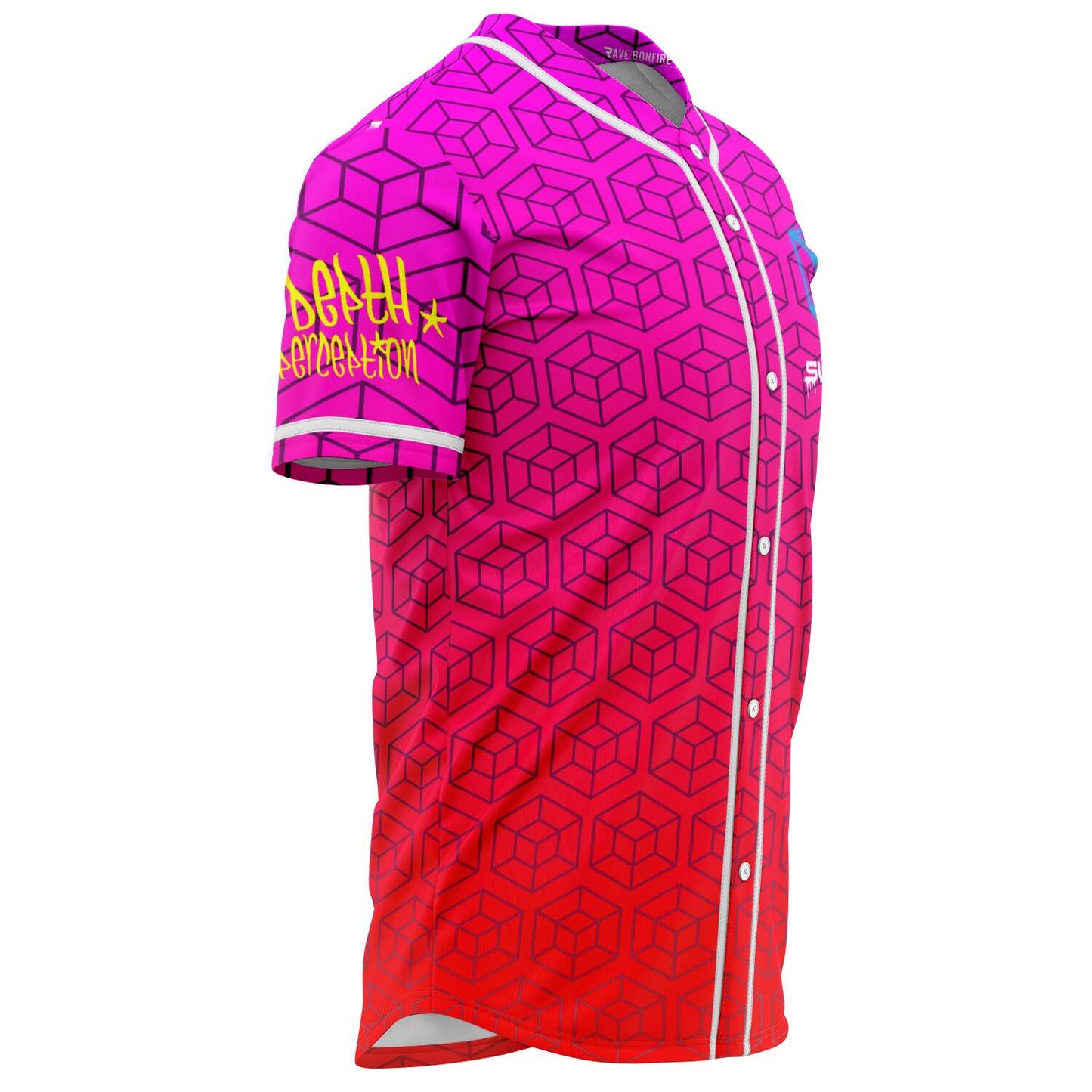 Subtronics Magenta Geometric 3D Rave Baseball Jersey