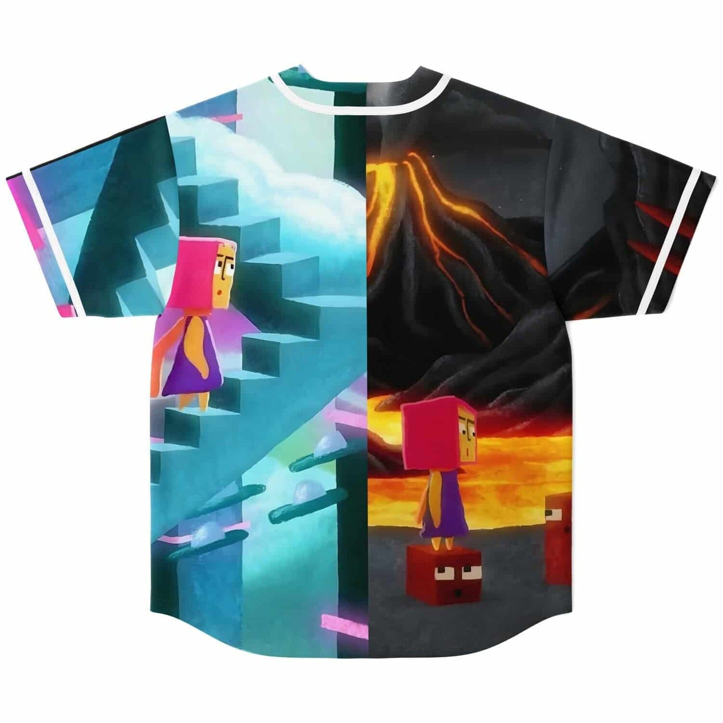 Lane 8 Half Black Illustrated Cartoon Rave Baseball Jersey
