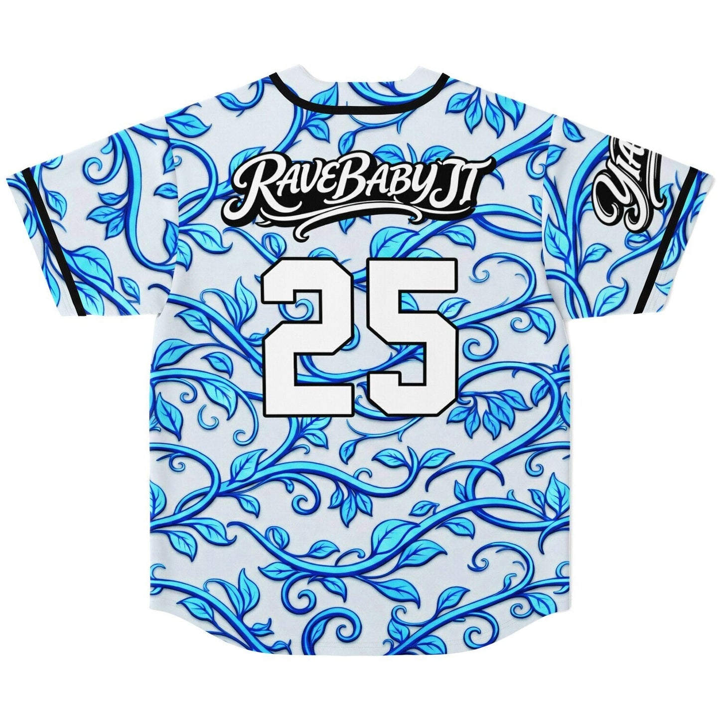 White Blue Leafy Rave Baseball Jersey