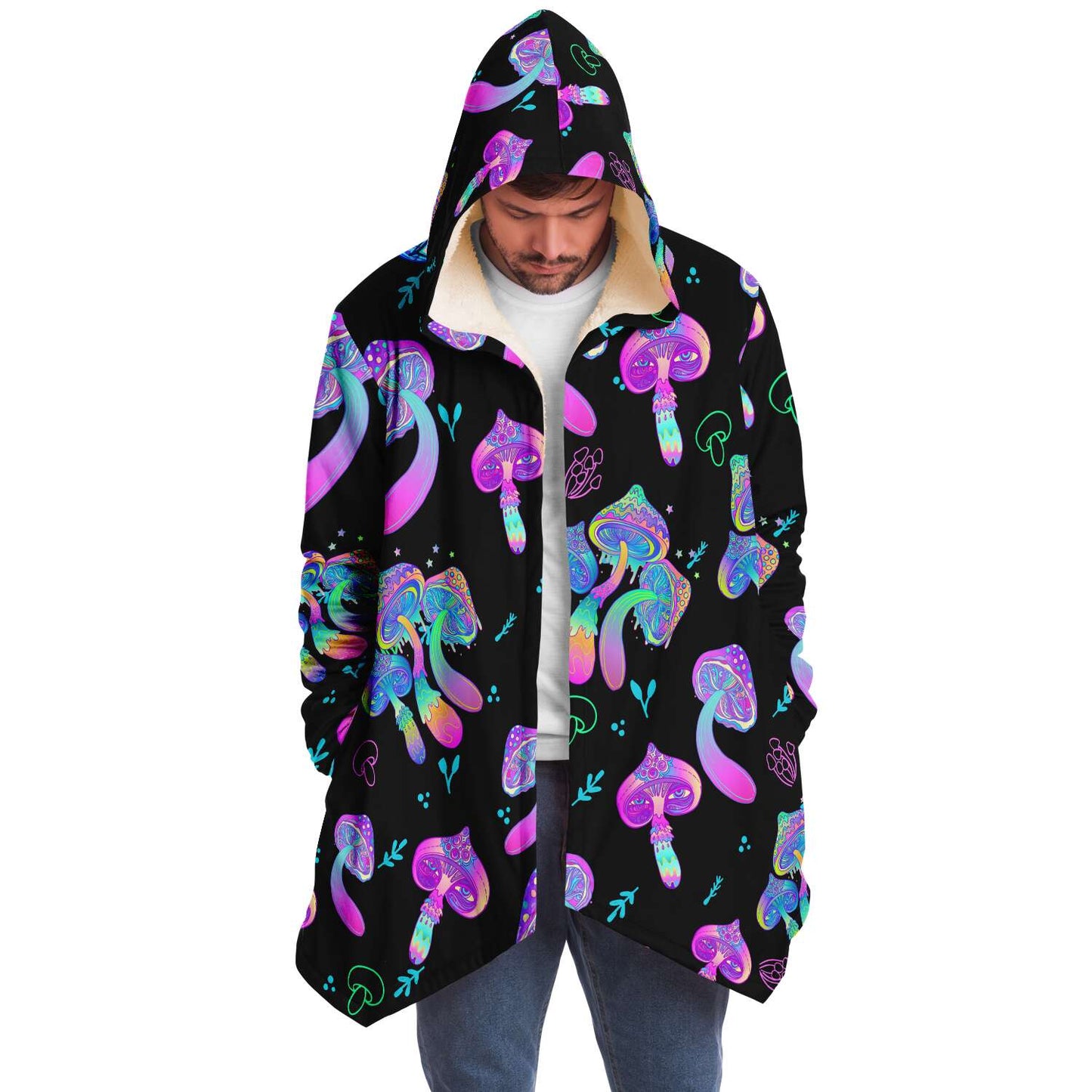 Black Glowing Psychedelic Rave Cloak