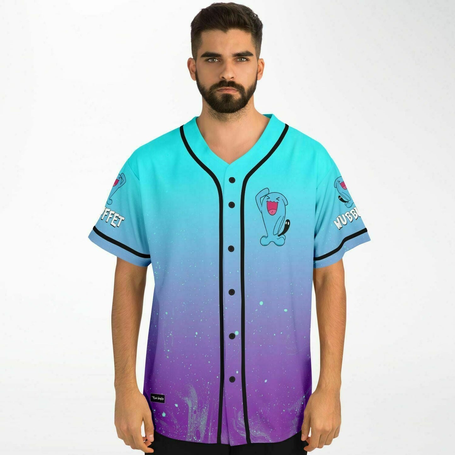 Teal Cartoon Blue Rave Baseball Jersey