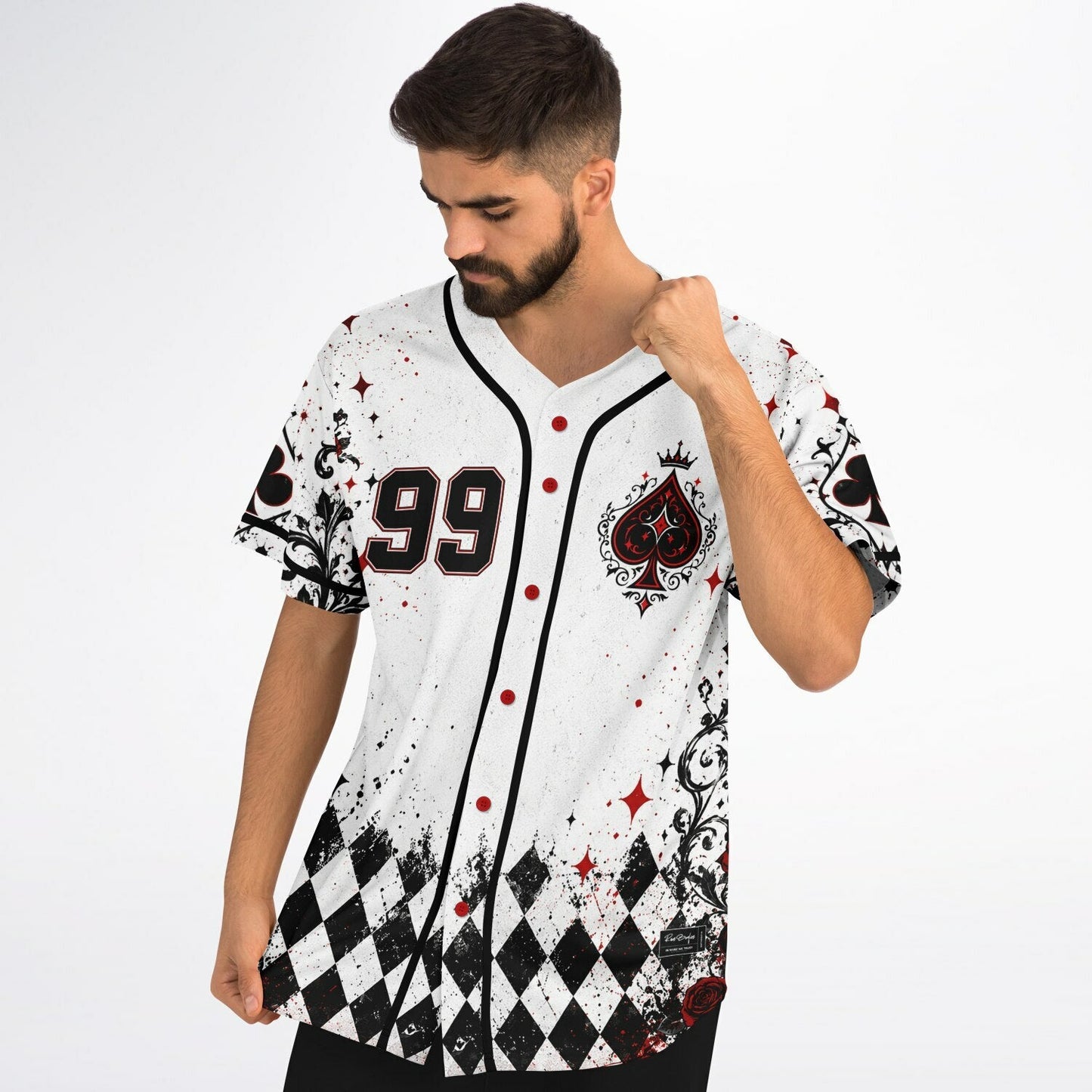 White Playing Card Rave Baseball Jersey