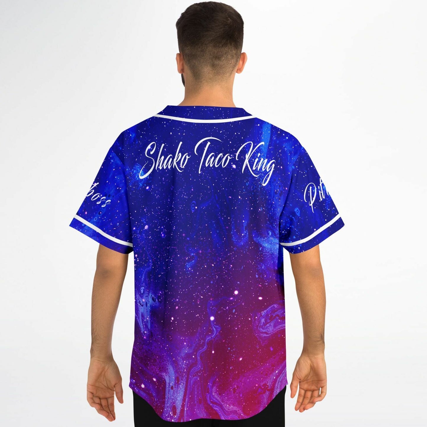 Cosmic Blue Starry Galaxy Rave Baseball Jersey