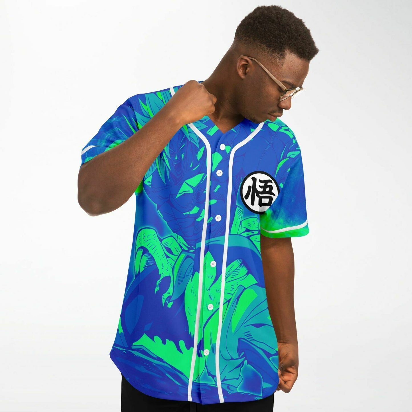Blue Neon Dragon Ball Rave Baseball Jersey