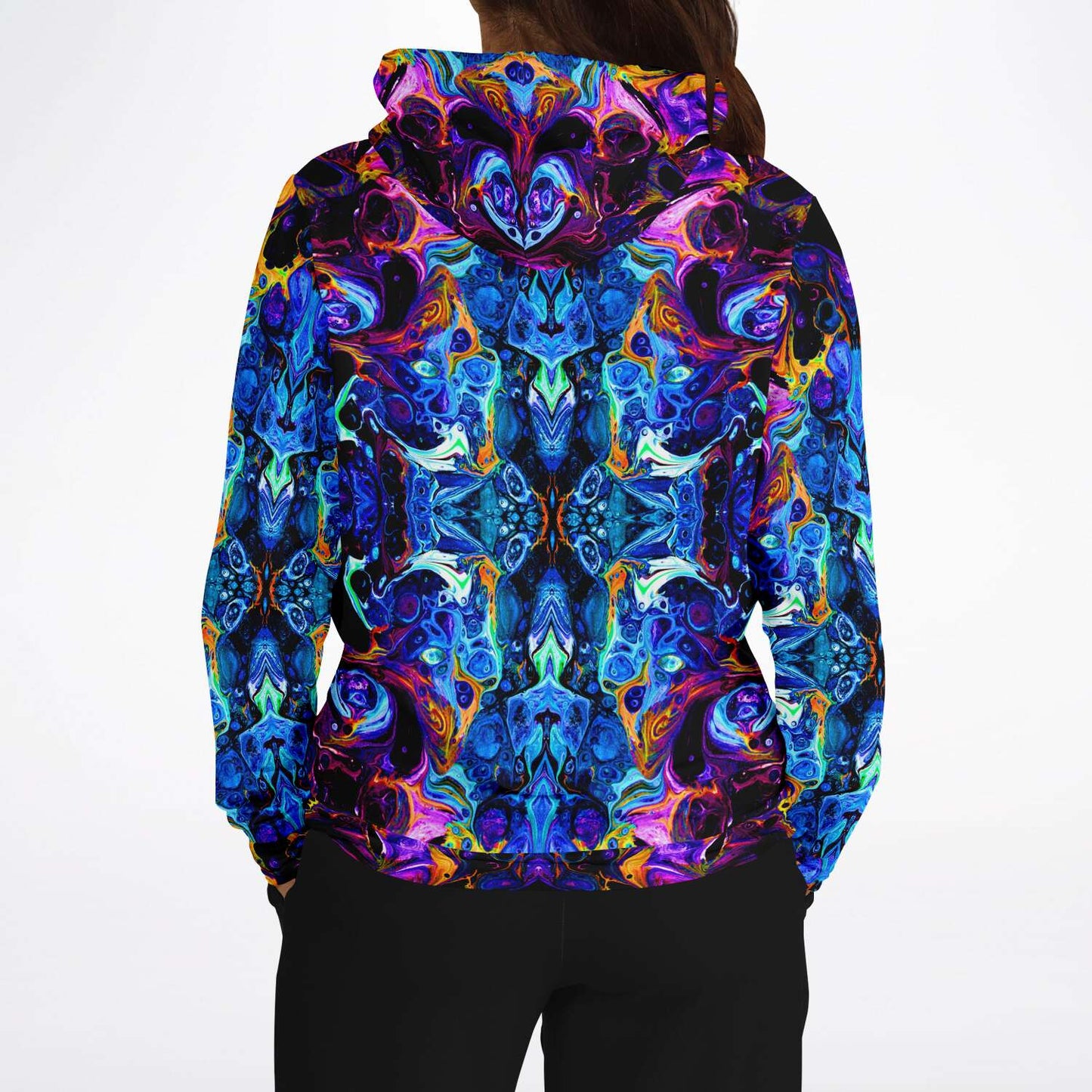 Blue Kaleidoscope Liquid Marble Rave Hoodie