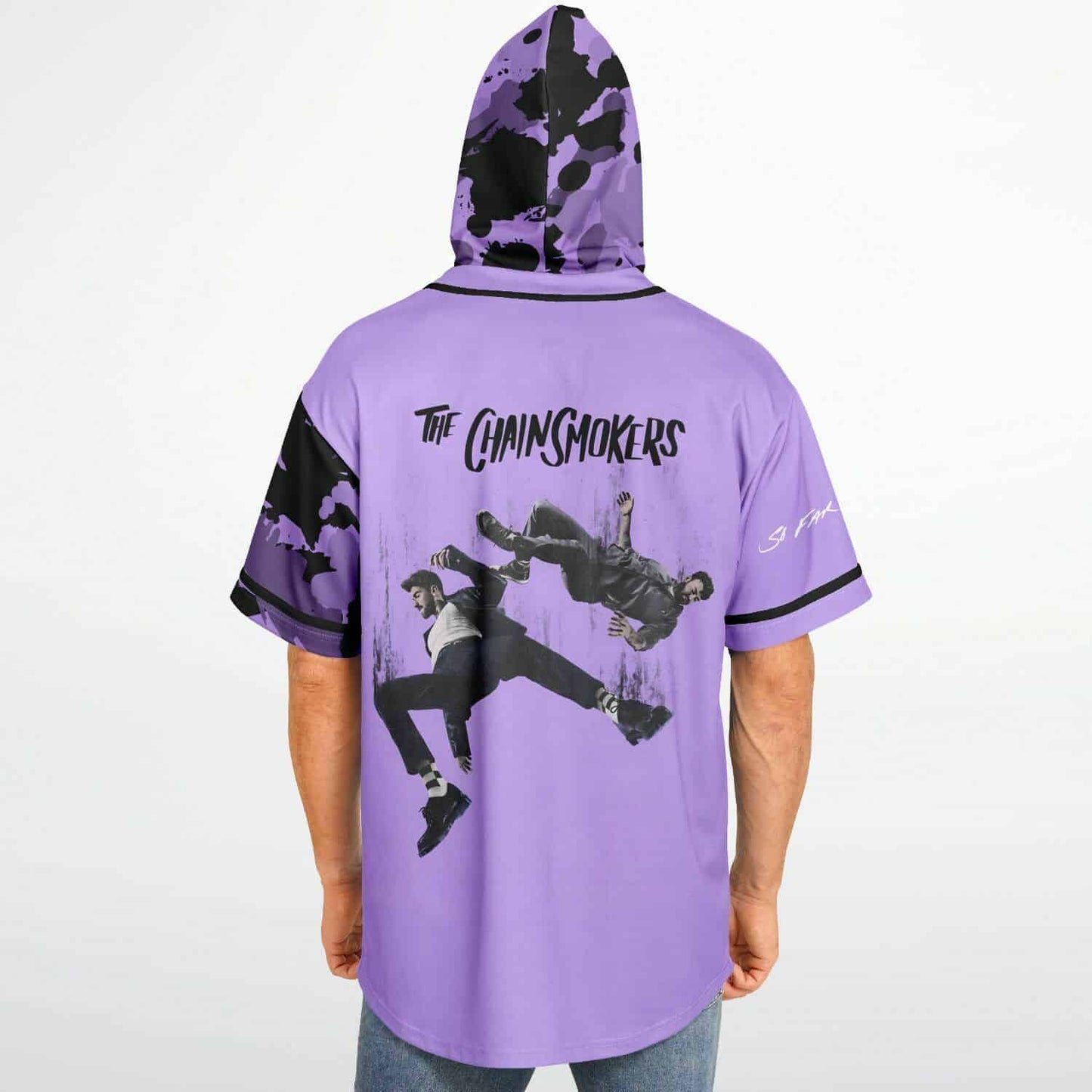 The Chainsmokers Light Purple Black White Rave Hooded Baseball Jersey