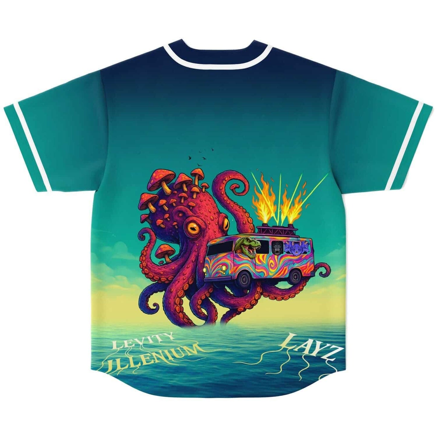 Wooli Teal Yellow Woolly Mammoth Rave Baseball Jersey