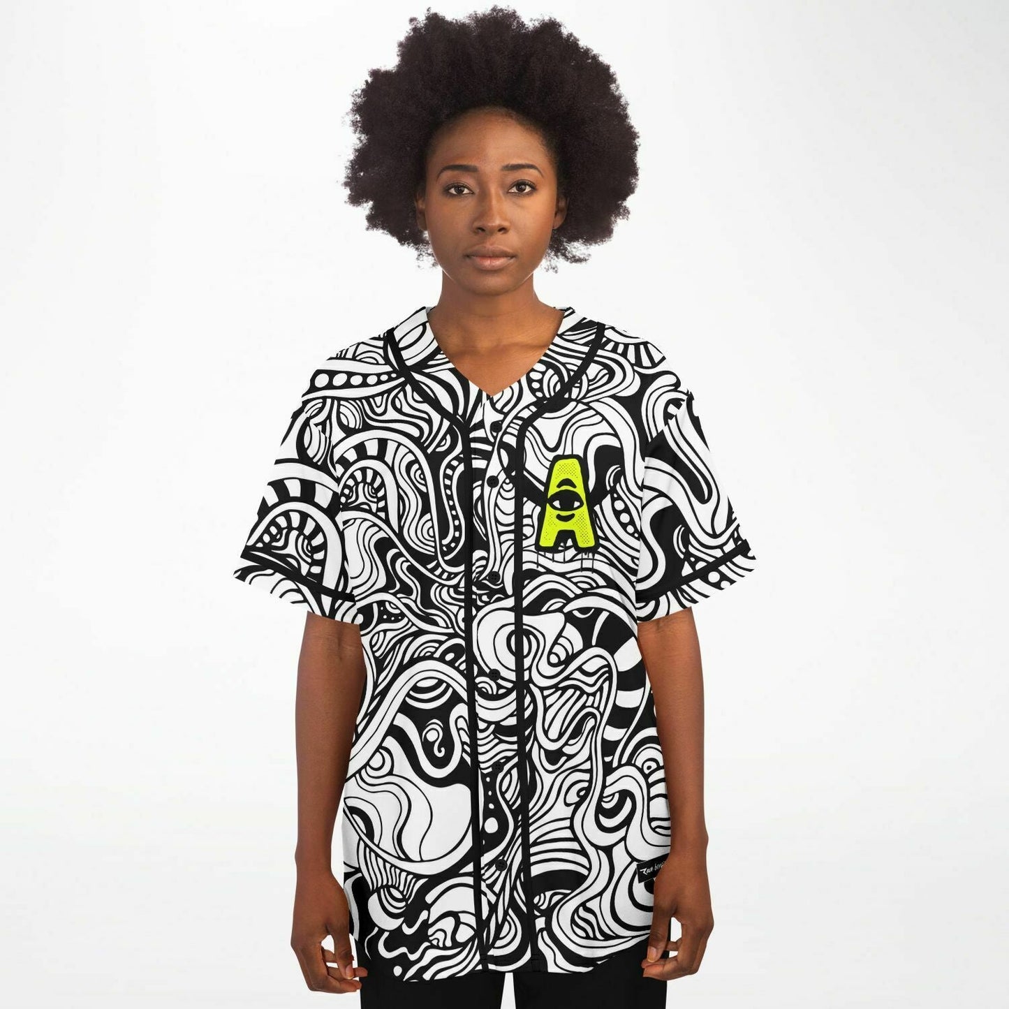 Audiffred Black White Dense Psychedelic Rave Baseball Jersey