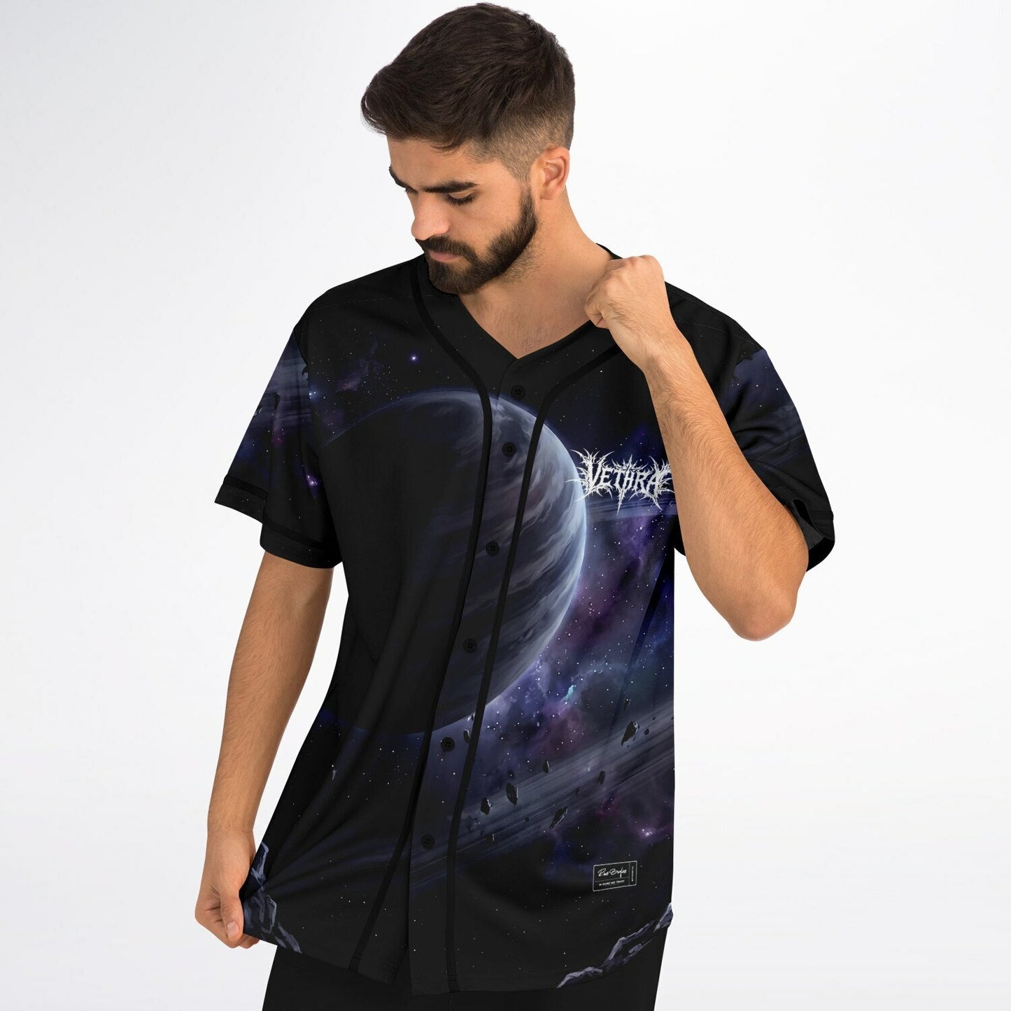 VETHRA Black Deep Sci Fi Rave Baseball Jersey