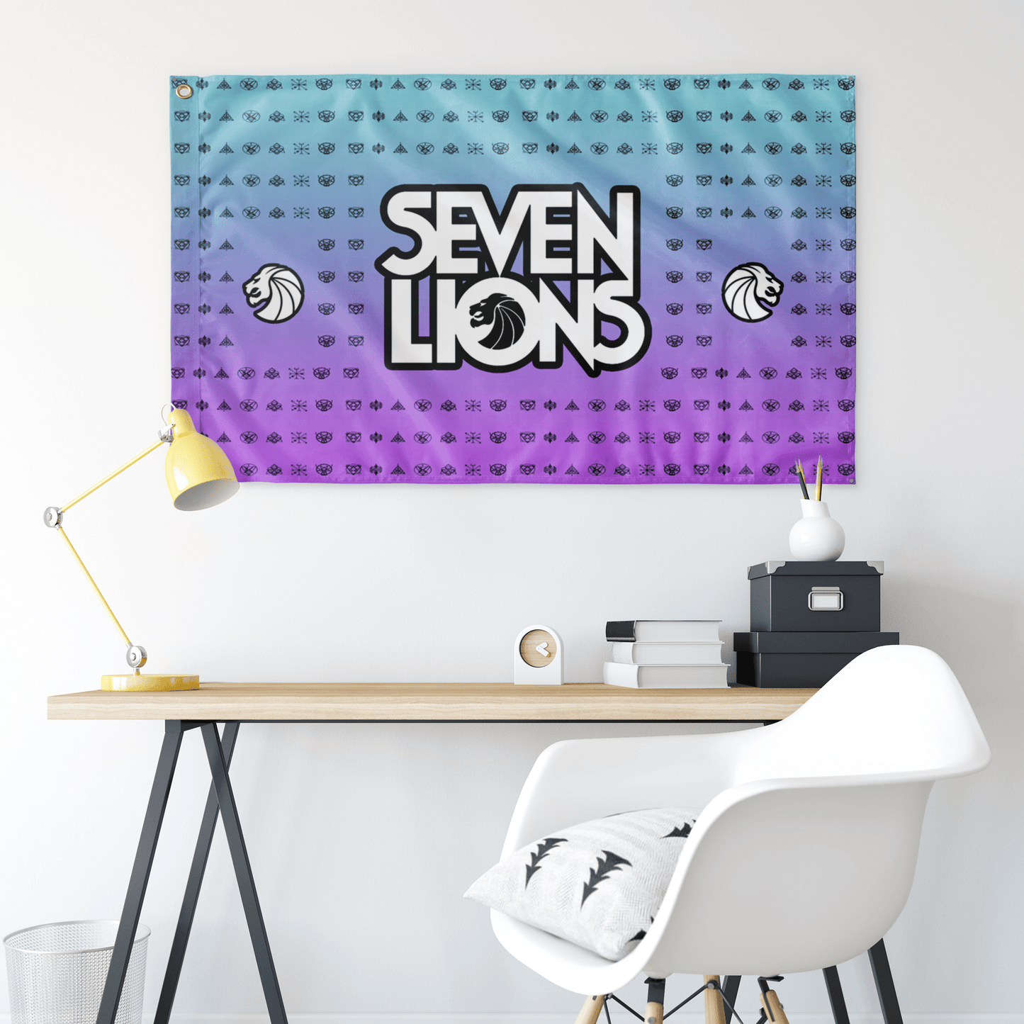 Seven Lions Teal Purple Wordmark Rave Flag