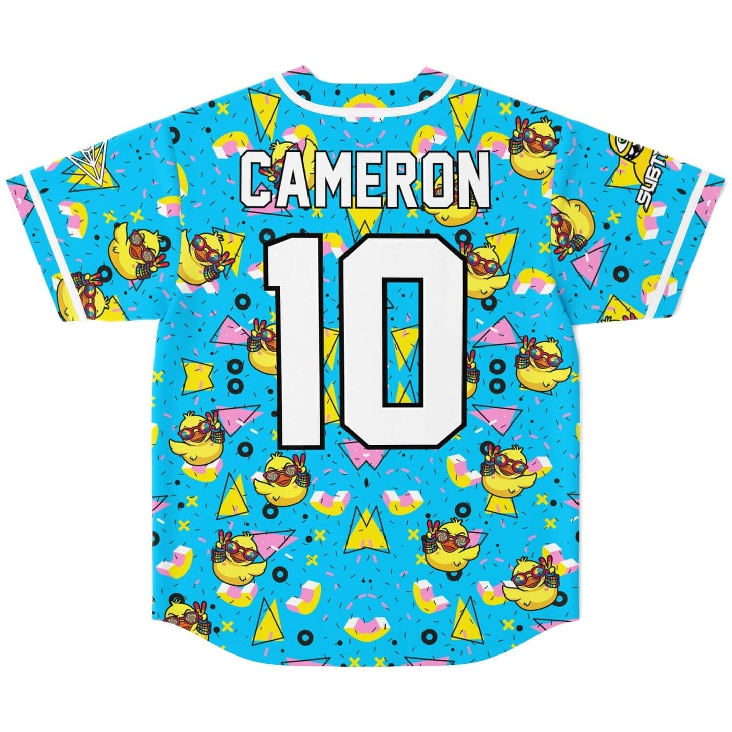 Bright Cyan Cartoon Rubber Rave Baseball Jersey