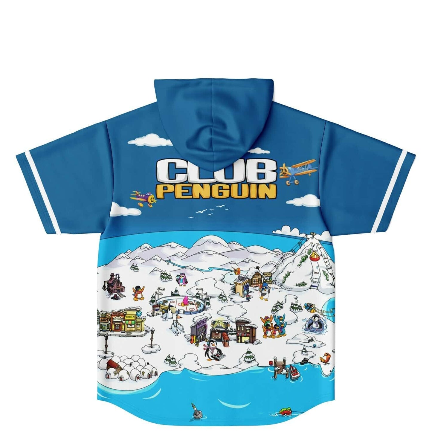 Blue White Club Penguin Rave Baseball Jersey