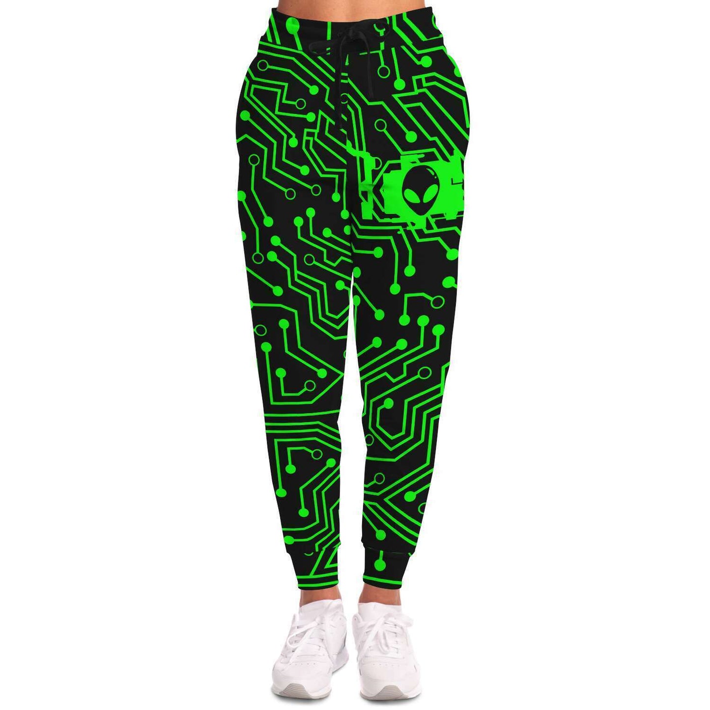 Black Circuit Board Rave Joggers