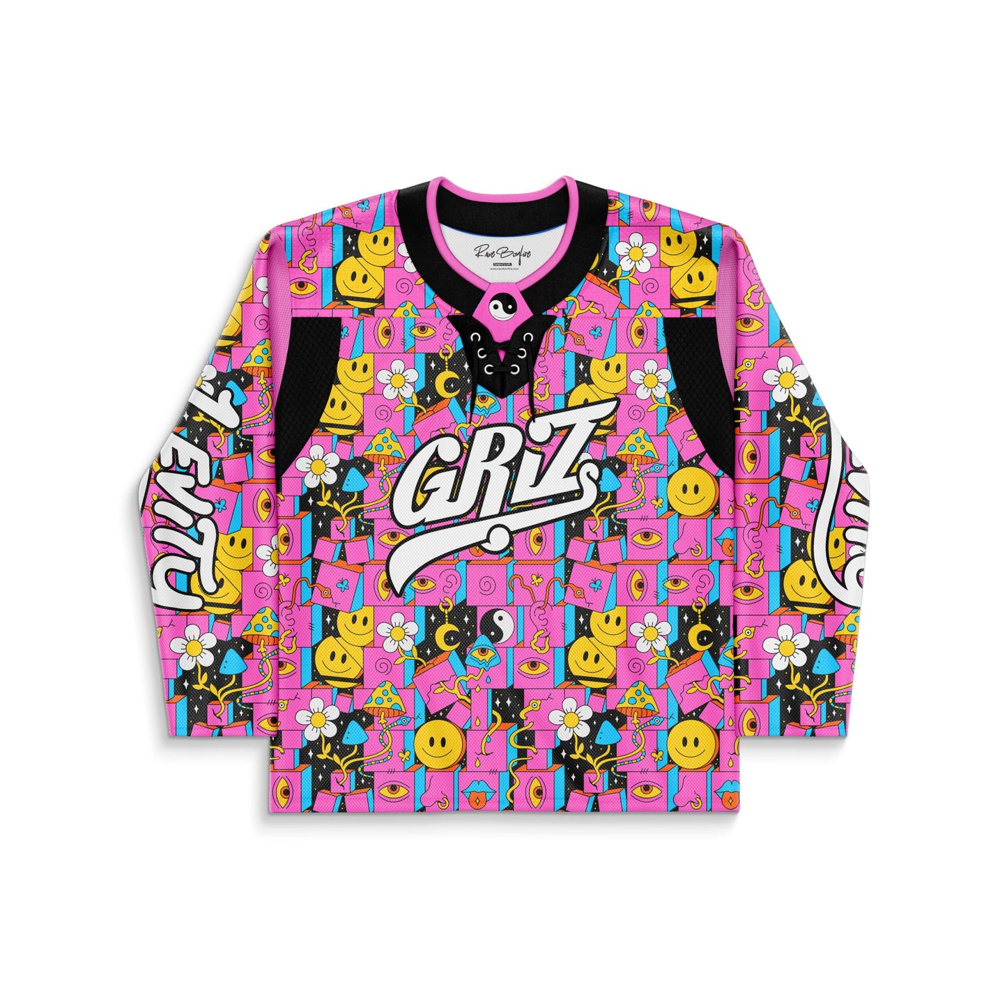 GRiZ x Disco Lines Hot Pink Dense Collage Rave Hockey Jersey