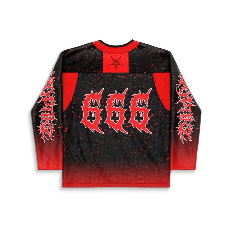 Black Red Gothic Rave Hockey Jersey