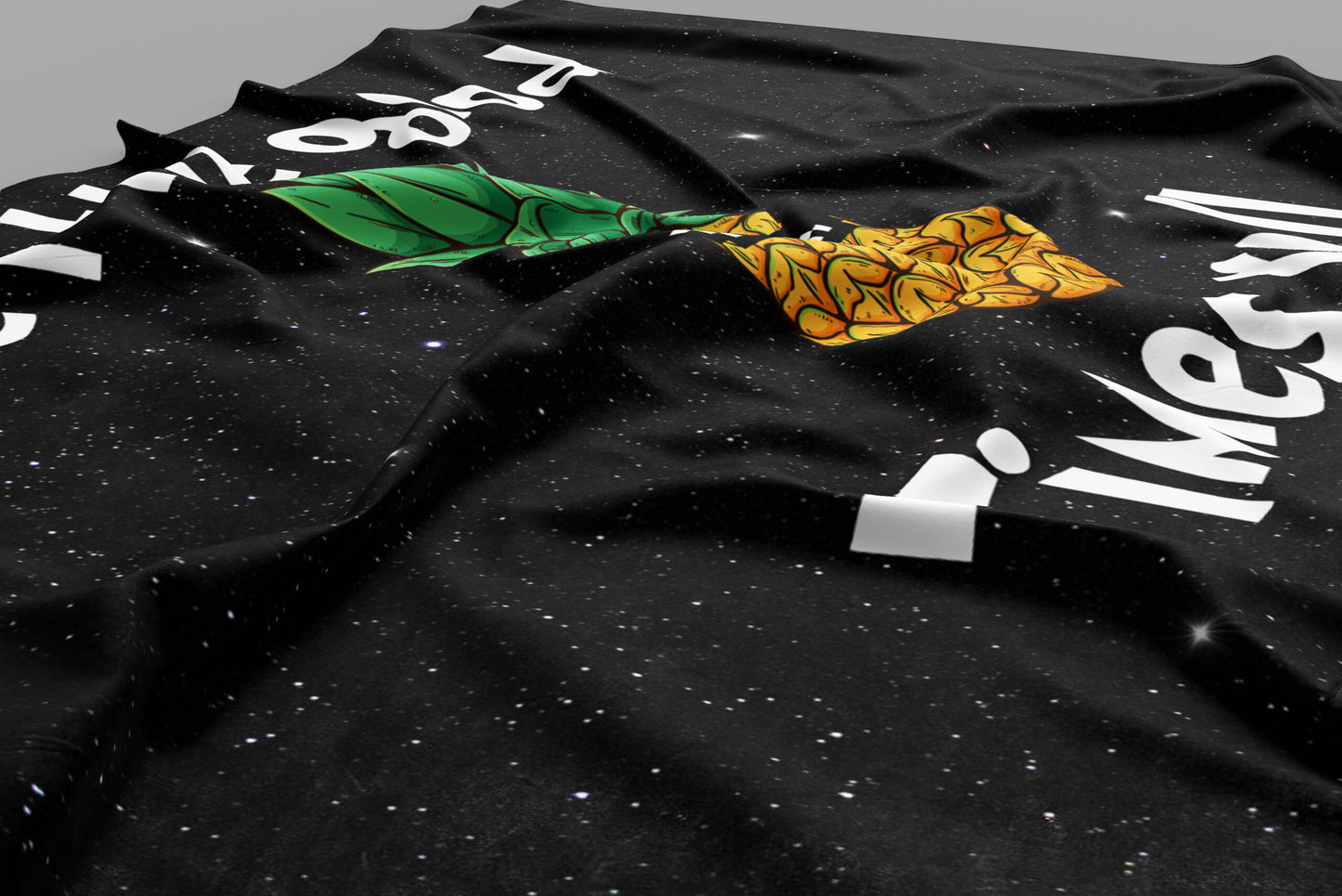 Black Starry Cartoon Pineapple Rave Flag