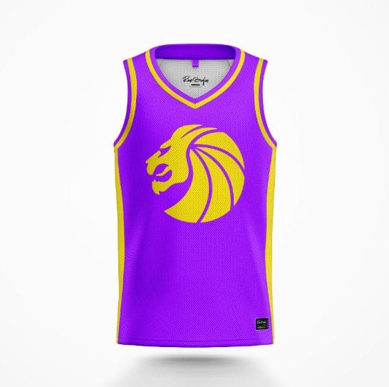 Seven Lions Purple Body Gold Lion Rave Basketball Jersey