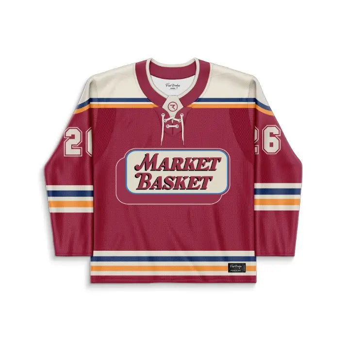 Maroon Retro Grocery Rave Hockey Jersey