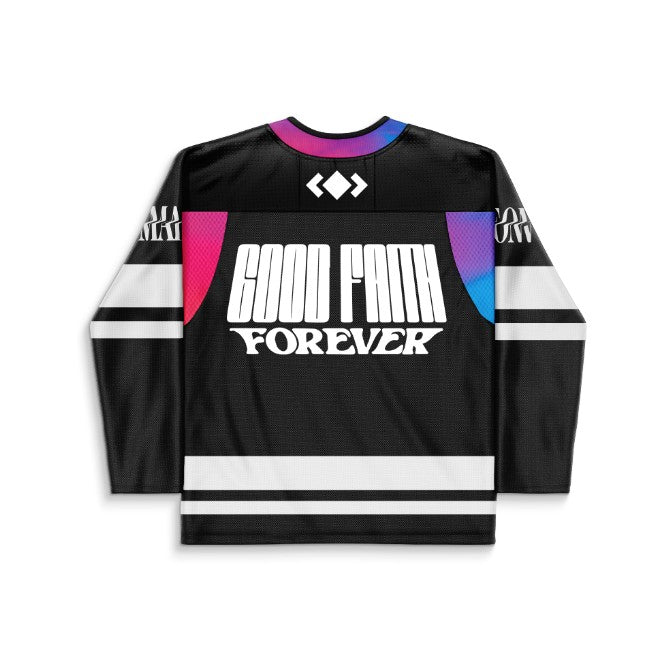 Black Geometric Diamond Rave Hockey Jersey