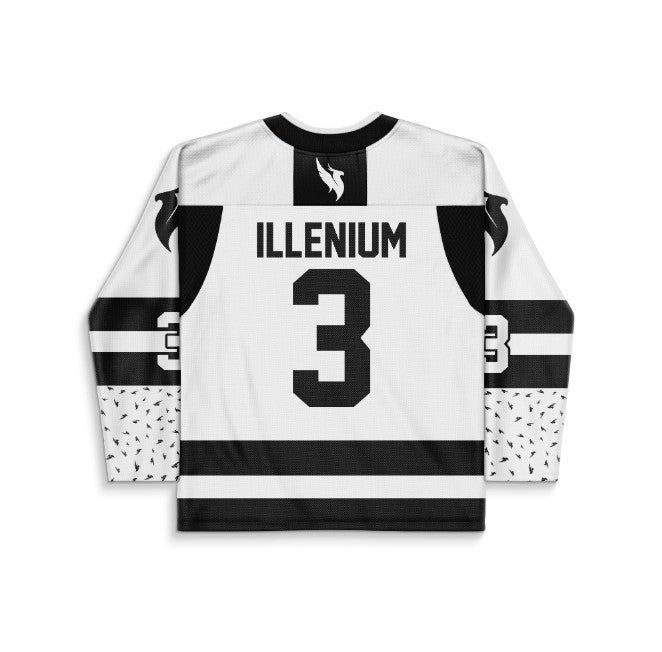 Illenium White Black Clean Logo Rave Hockey Jersey