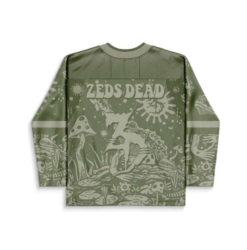 Zeds Dead Olive Psychedelic Nature Rave Hockey Jersey