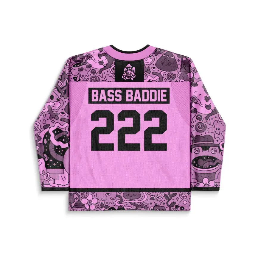 Pink Black Psychedelic Doodle Rave Hockey Jersey