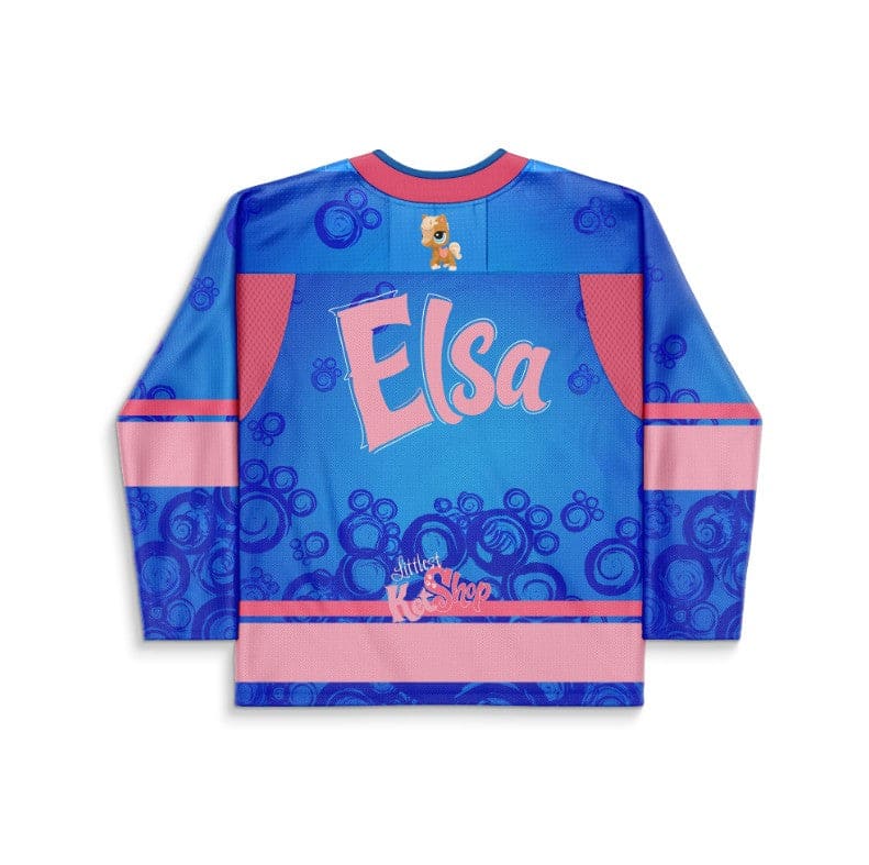 Blue Pink Cartoon Pony Rave Hockey Jersey