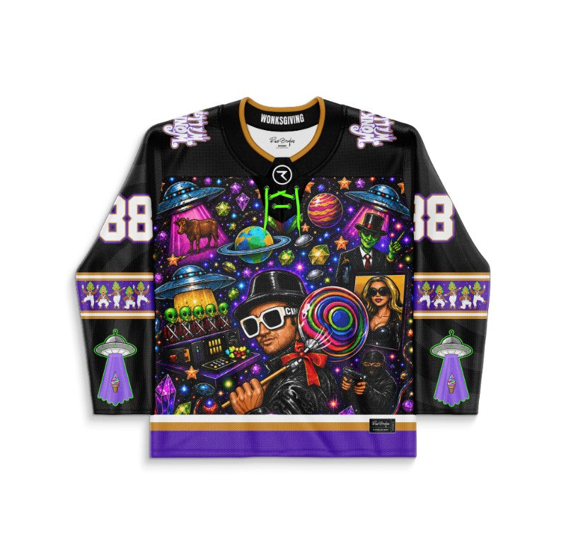 Black Cosmic Psychedelic Rave Hockey Jersey