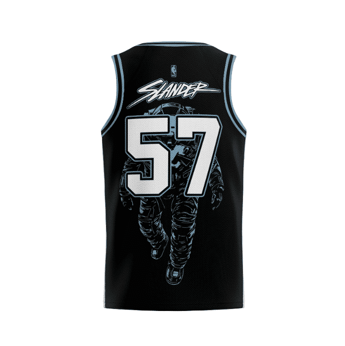 SLANDER Black Astronaut Walking Rave Basketball Jersey