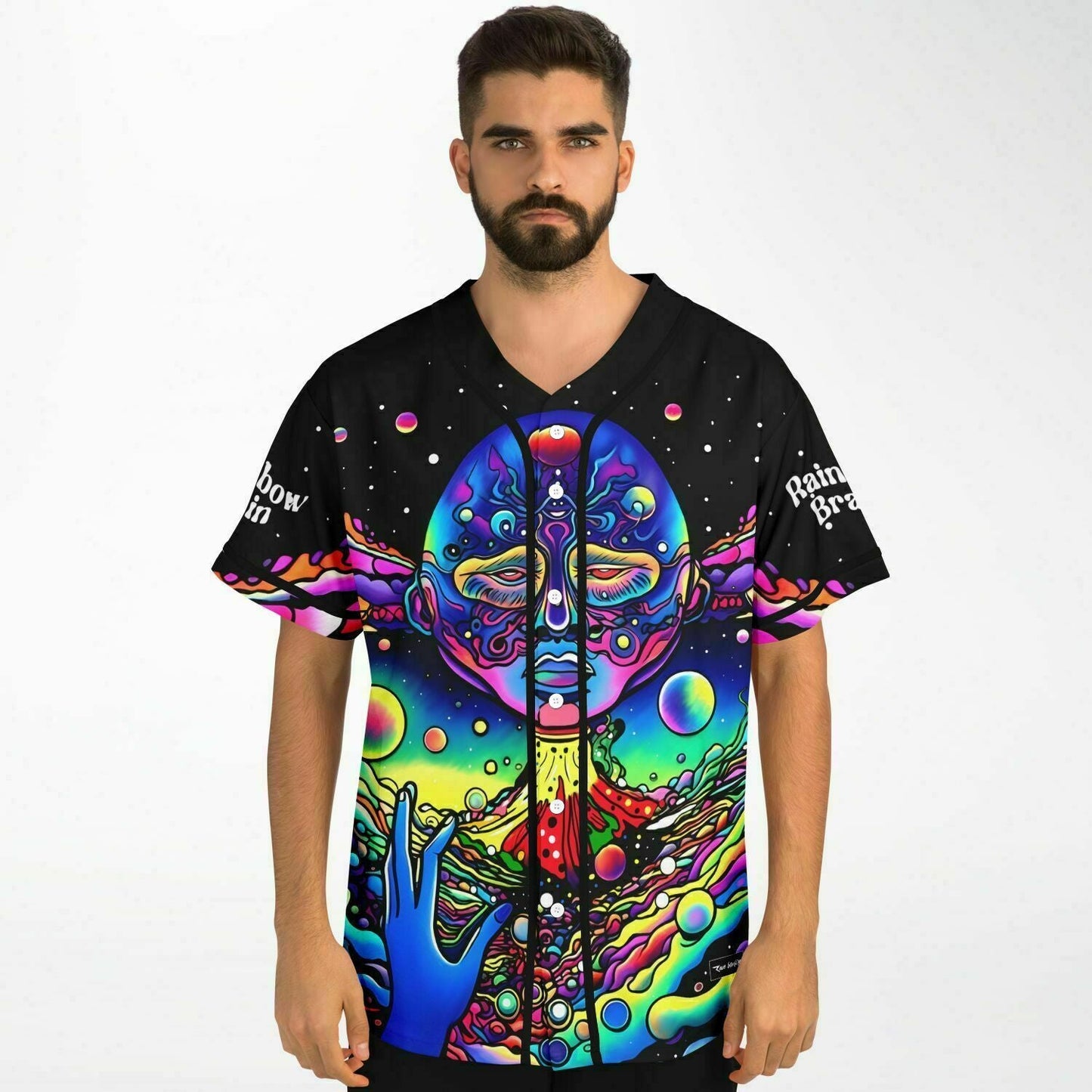 Black Psychedelic Meditating Rave Baseball Jersey
