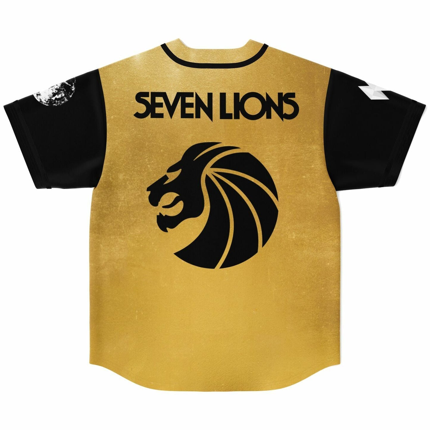 Seven Lions Distressed Gold Lion Head Rave Baseball Jersey