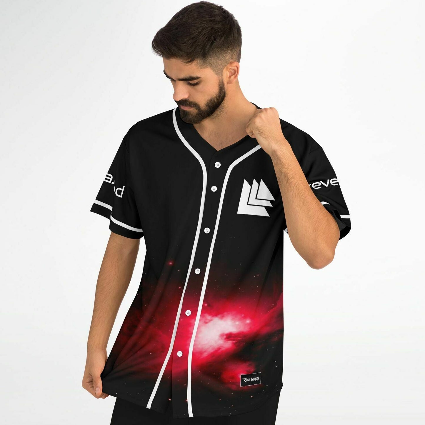 Revealed Black Red Nebula Rave Baseball Jersey
