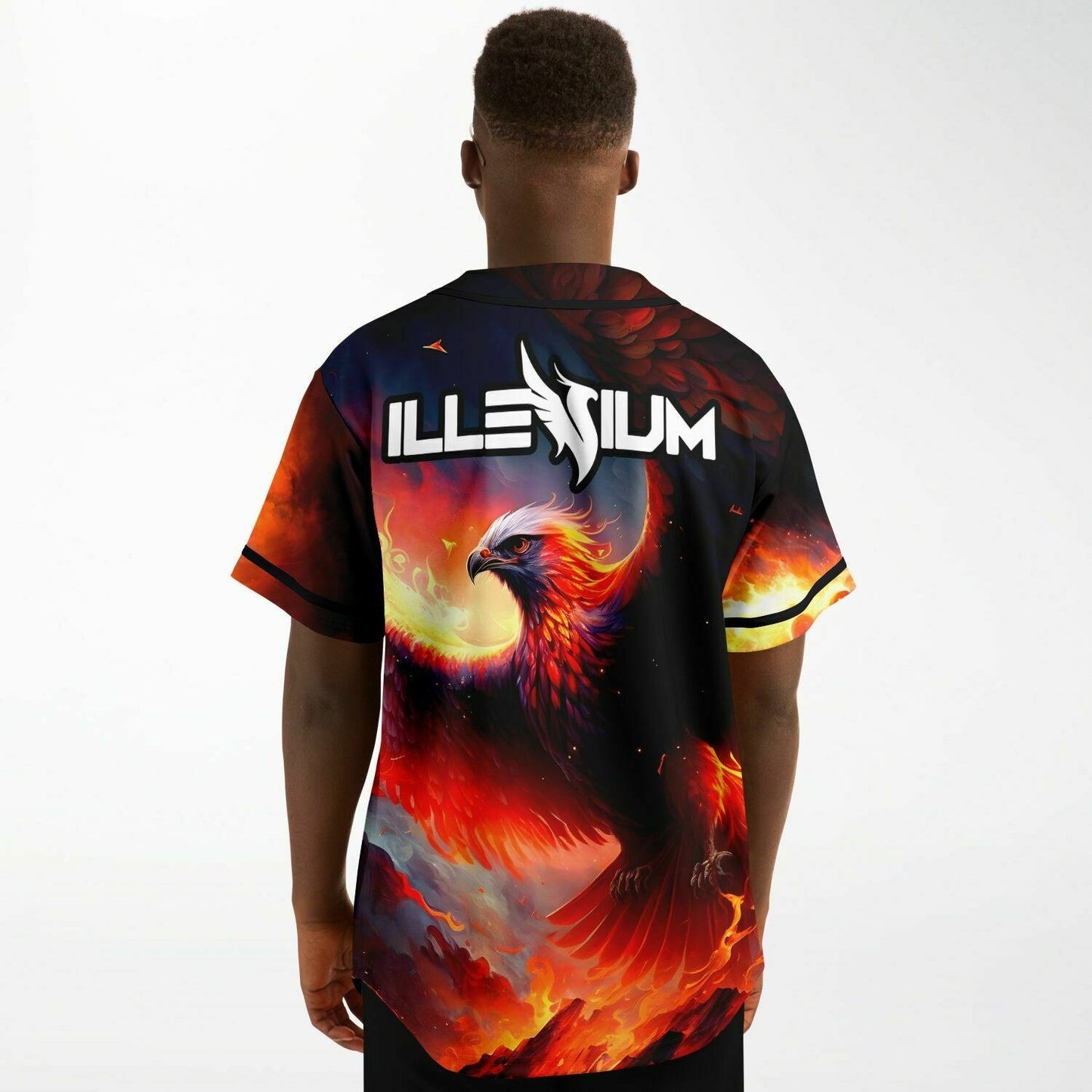 Illenium Fiery Orange Flaming Apocalyptic Rave Baseball Jersey