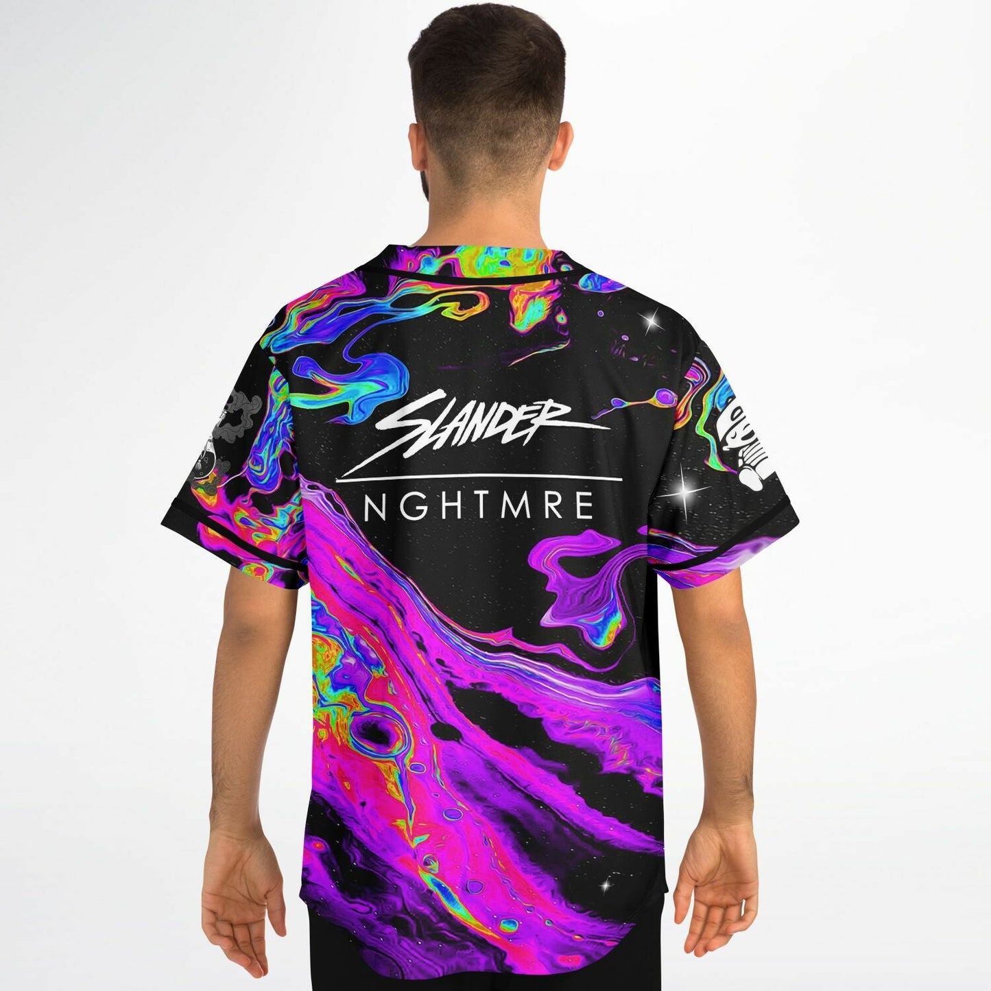 TroyBoi Black Psychedelic Liquid Rave Baseball Jersey