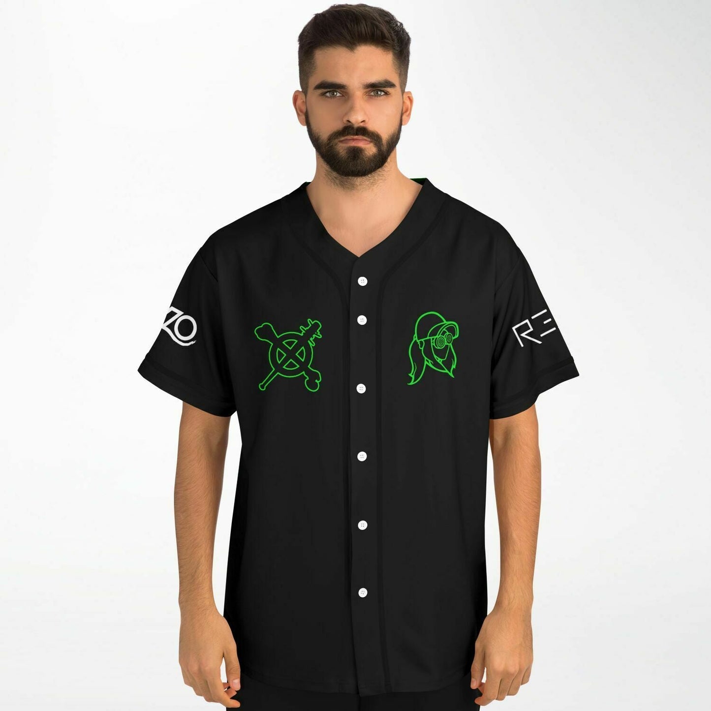 REZZ Black Green Optical Rave Baseball Jersey