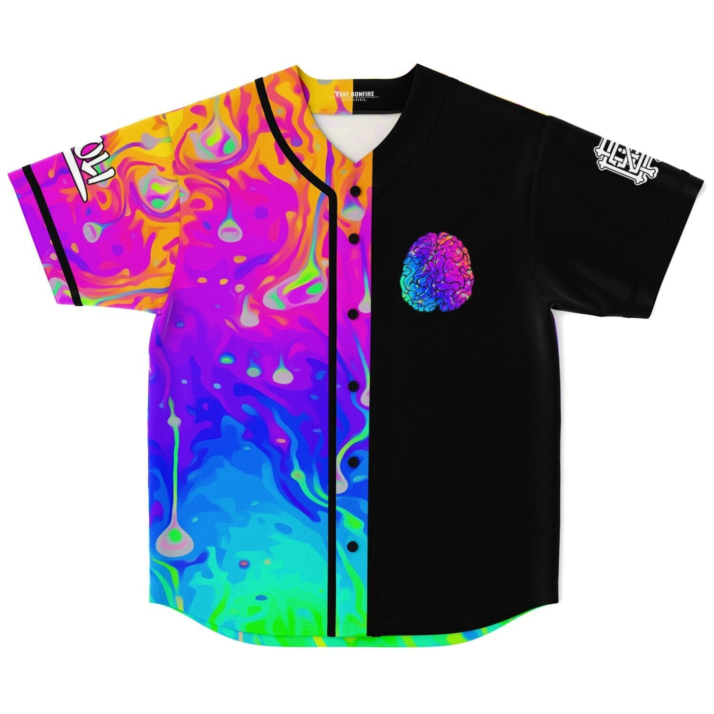 Rainbow Neon Melting Rave Baseball Jersey