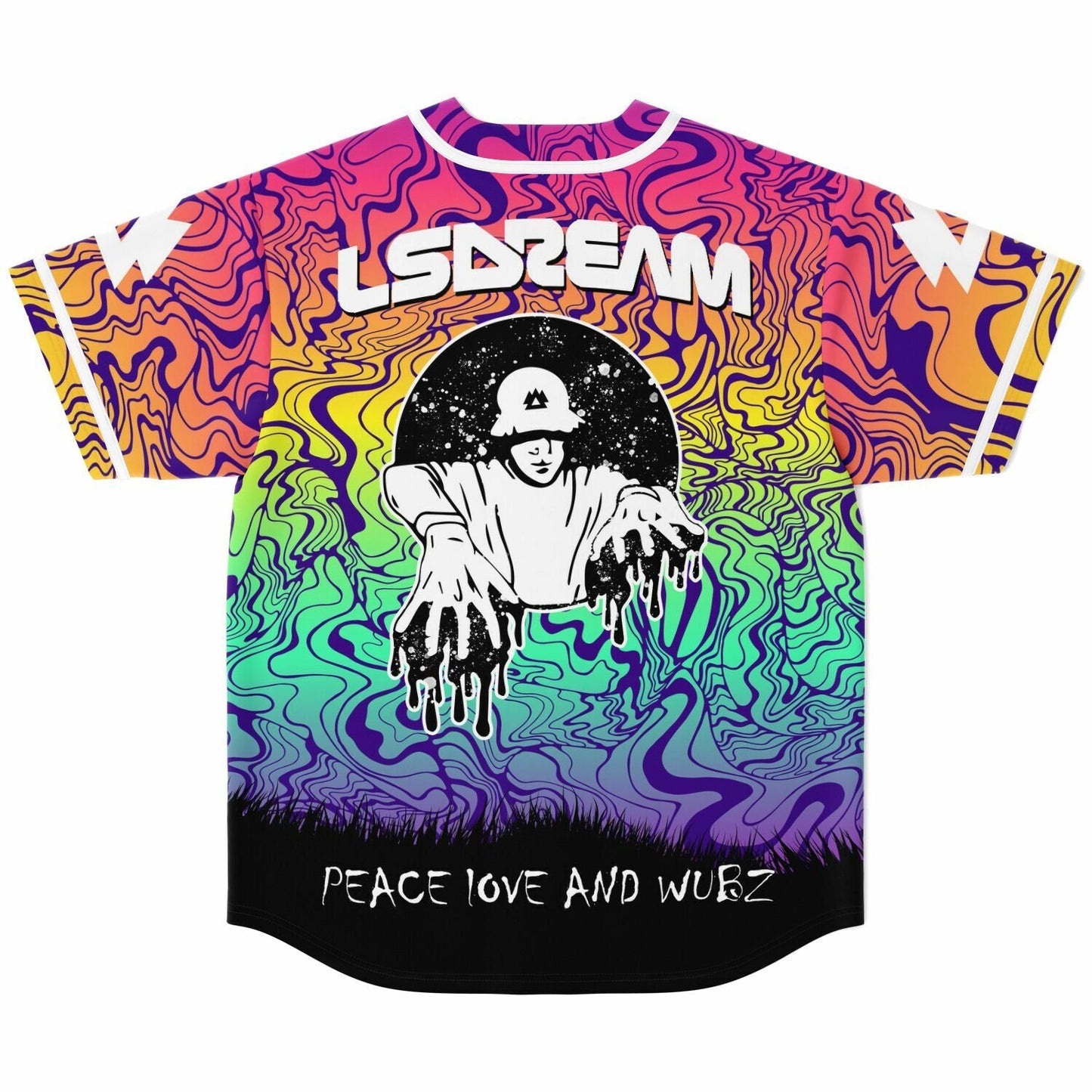 LSDREAM Full Rainbow Psychedelic Marbled Rave Baseball Jersey