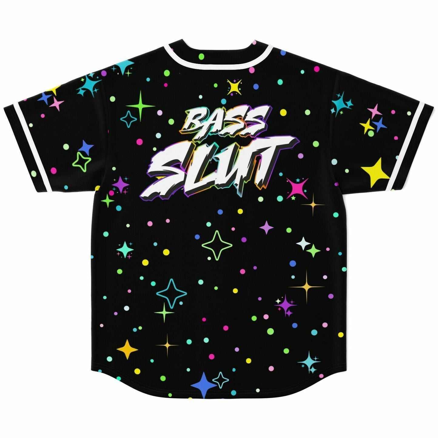 Black Scattered Colorful Rave Baseball Jersey