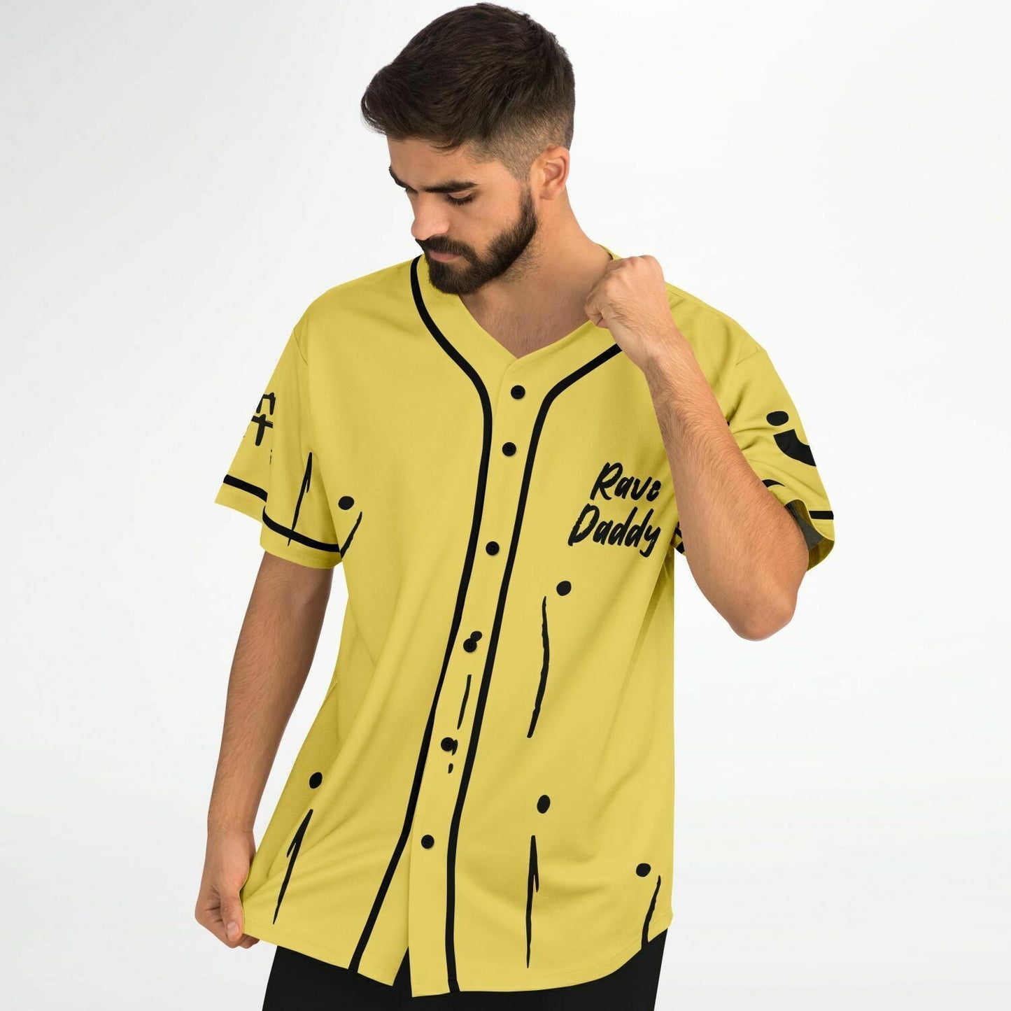 Pale Yellow Minimalist Hand Rave Baseball Jersey