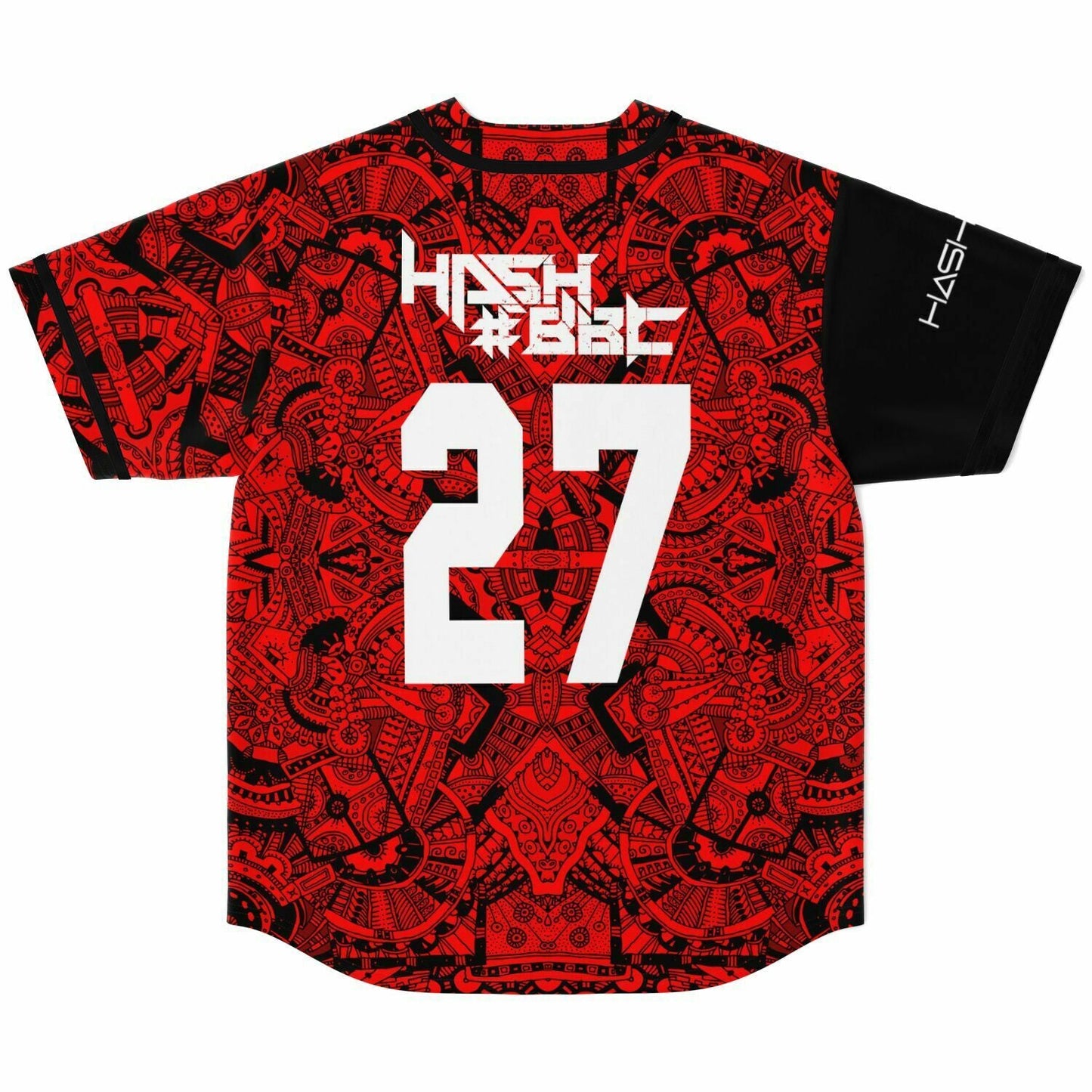 Red Black Dense Tribal Rave Baseball Jersey