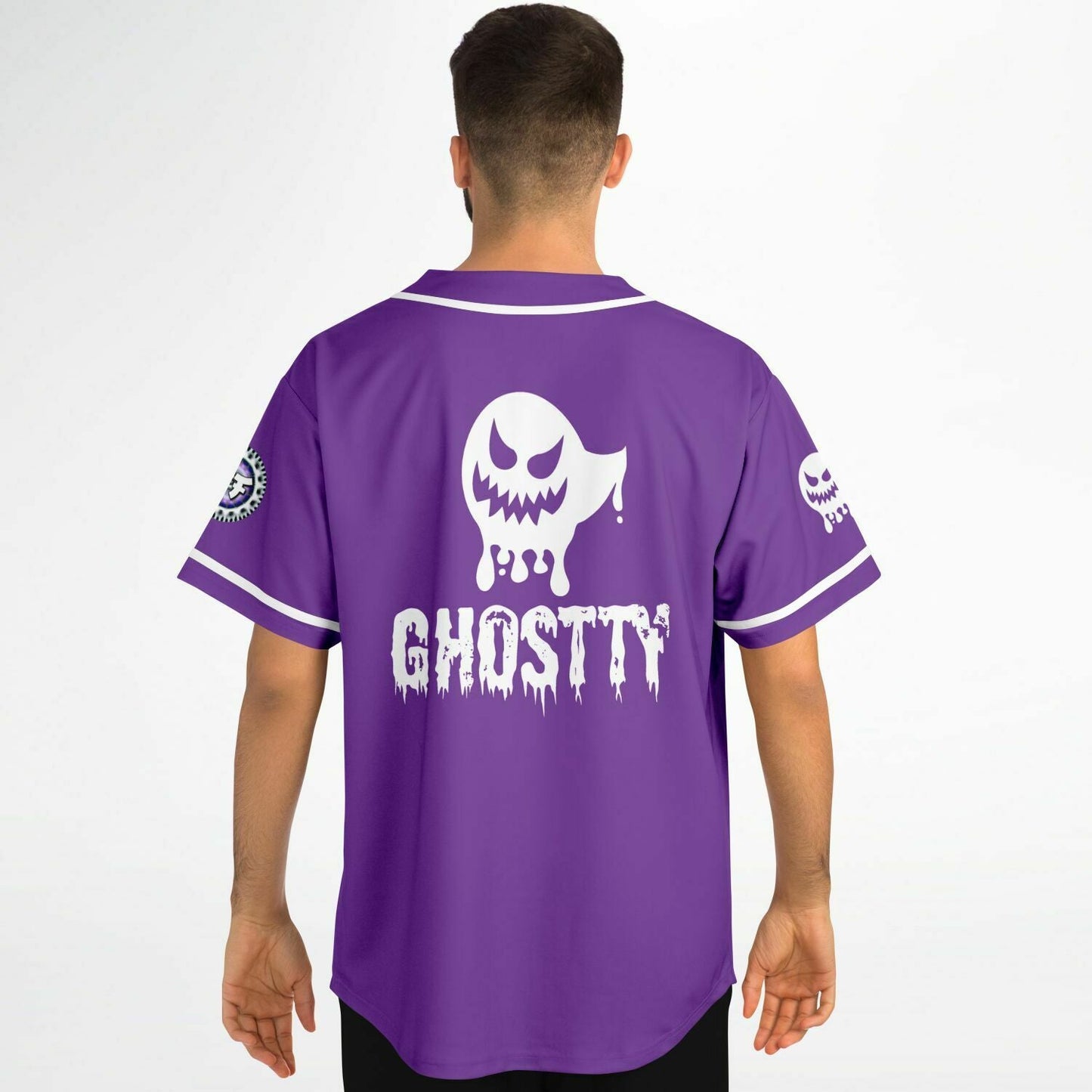 Ghostty Purple Drippy Cartoon Rave Baseball Jersey