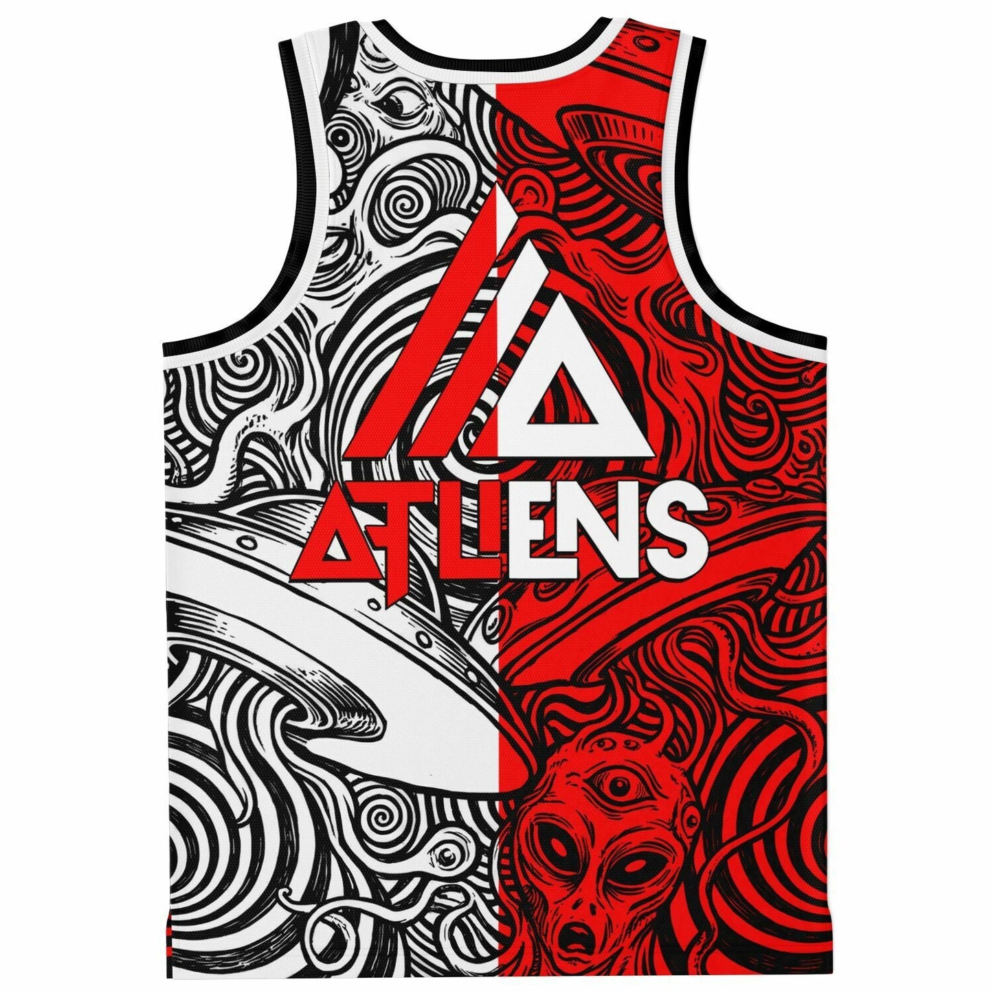 ATLiENS Split Black Psychedelic Line Rave Basketball Jersey