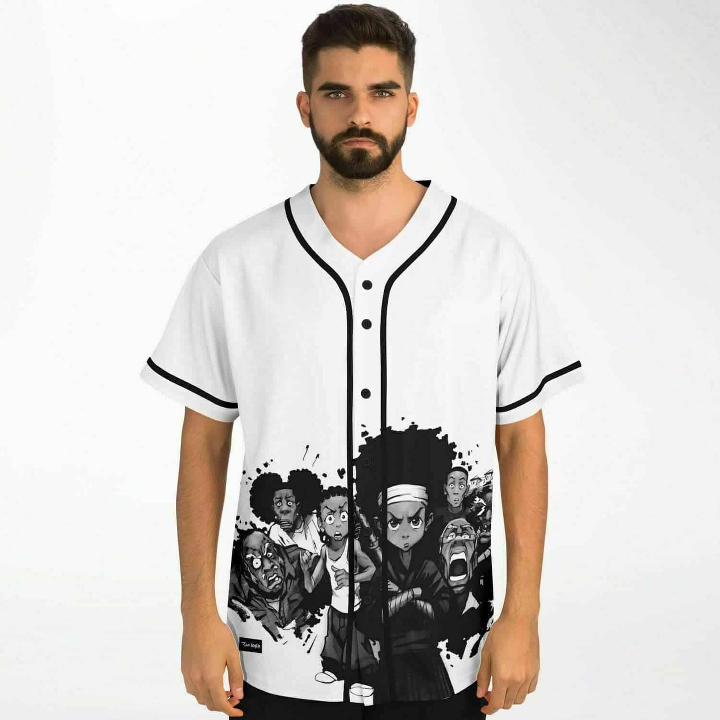 White Body Black Cartoon Rave Baseball Jersey