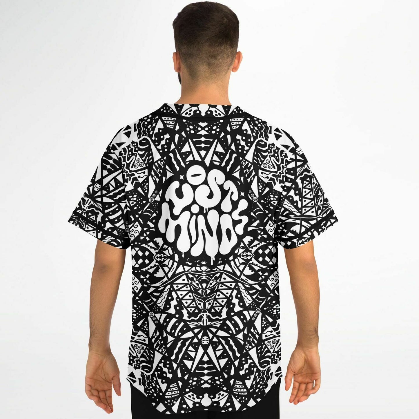 Lost Minds Black White Dense Symmetrical Rave Baseball Jersey